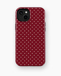 Burgundy Polka Dot Shockproof MagSafe Case for iPhone - iPhone 15 Plus (6.7
