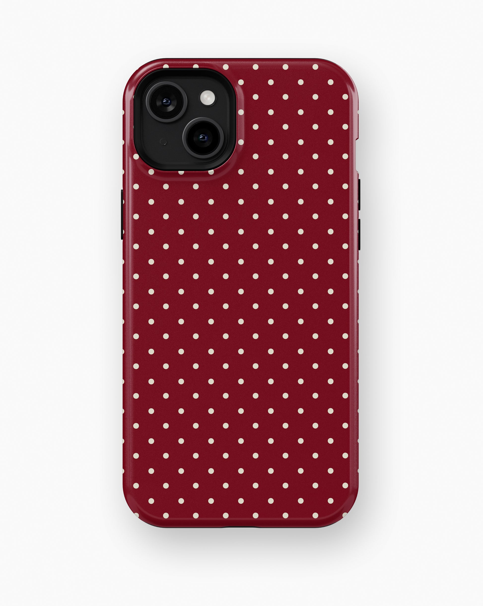 Burgundy Polka Dot Shockproof MagSafe Case for iPhone - iPhone 15 Plus (6.7")