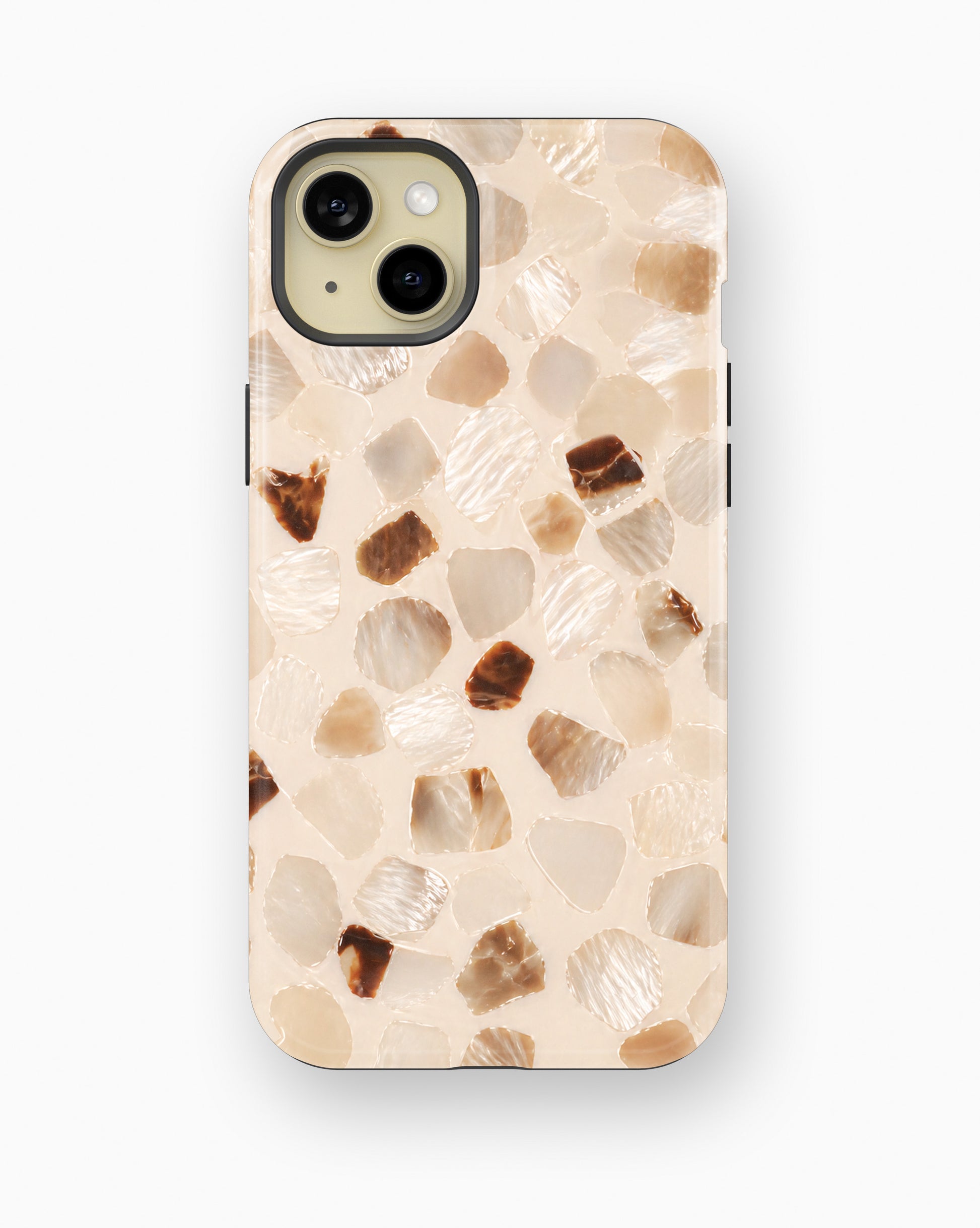 Ivory Pearl Tortoise Shell Shockproof MagSafe Case for iPhone - iPhone 15 Plus (6.7")