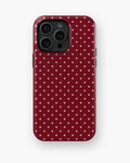 Burgundy Polka Dot Shockproof MagSafe Case for iPhone - iPhone 16 Pro Max (6.9