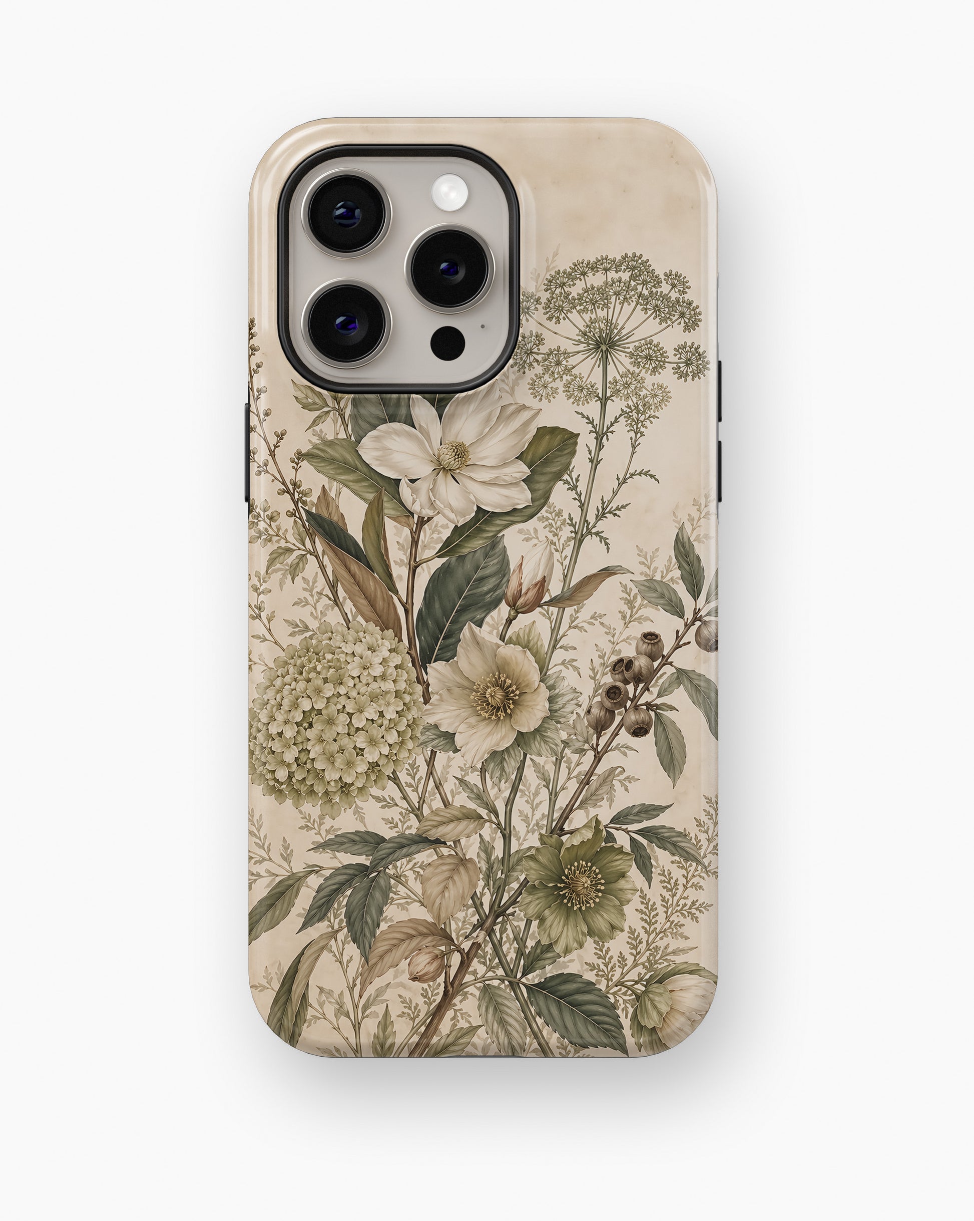 Ivory Botanical Bloom Shockproof MagSafe Case for iPhone - iPhone 16 Pro Max (6.9")