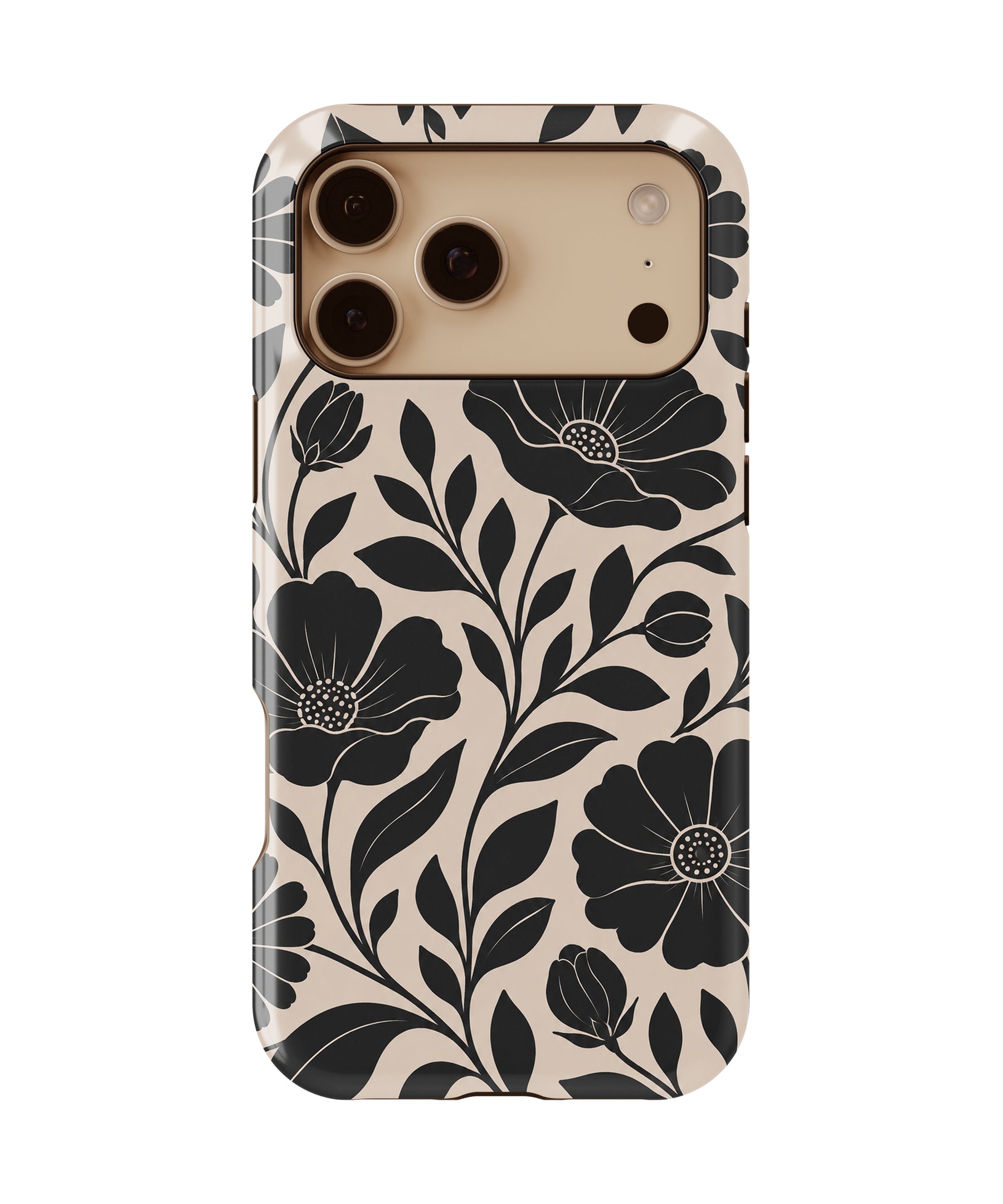 Black Botanical Floral MagSafe iPhone Tough Case
