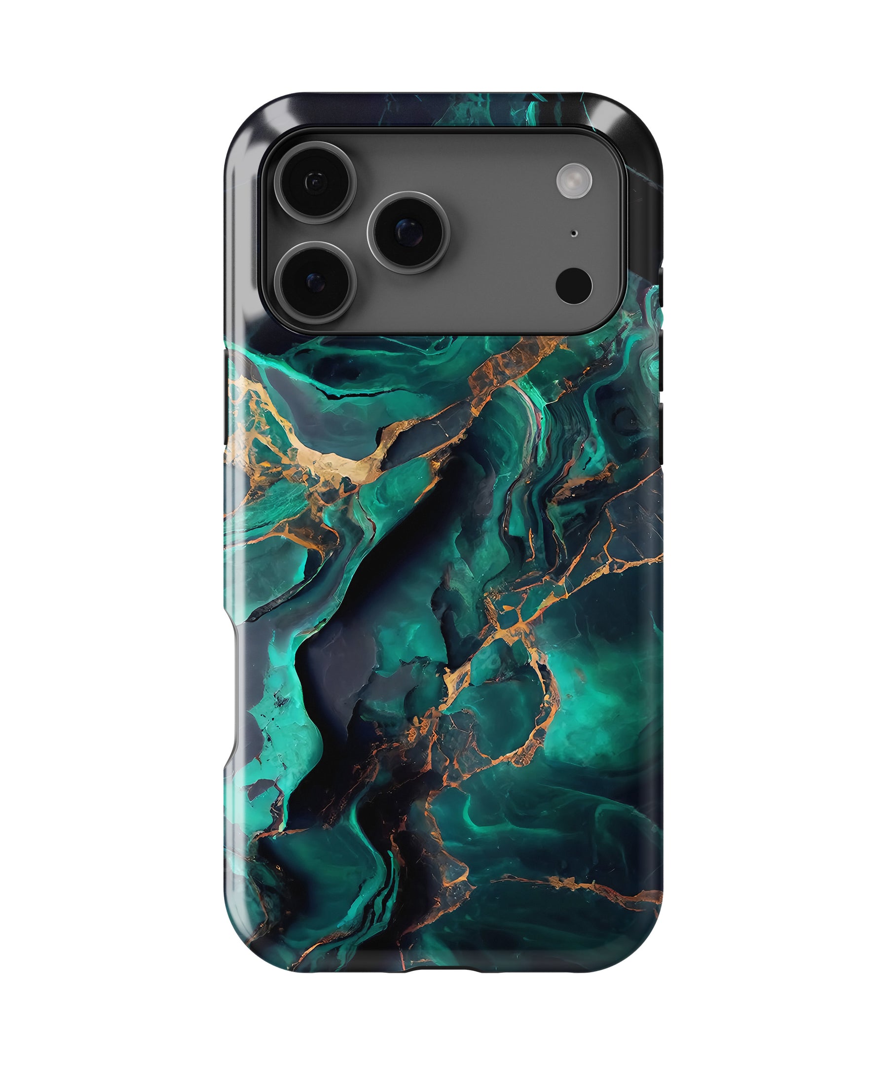 Personalized Emerald Marble Luxe iPhone 17 Case | Custom Name MagSafe Shockproof Case for iPhone 17 Pro Max, 17 Pro & 17 Air
