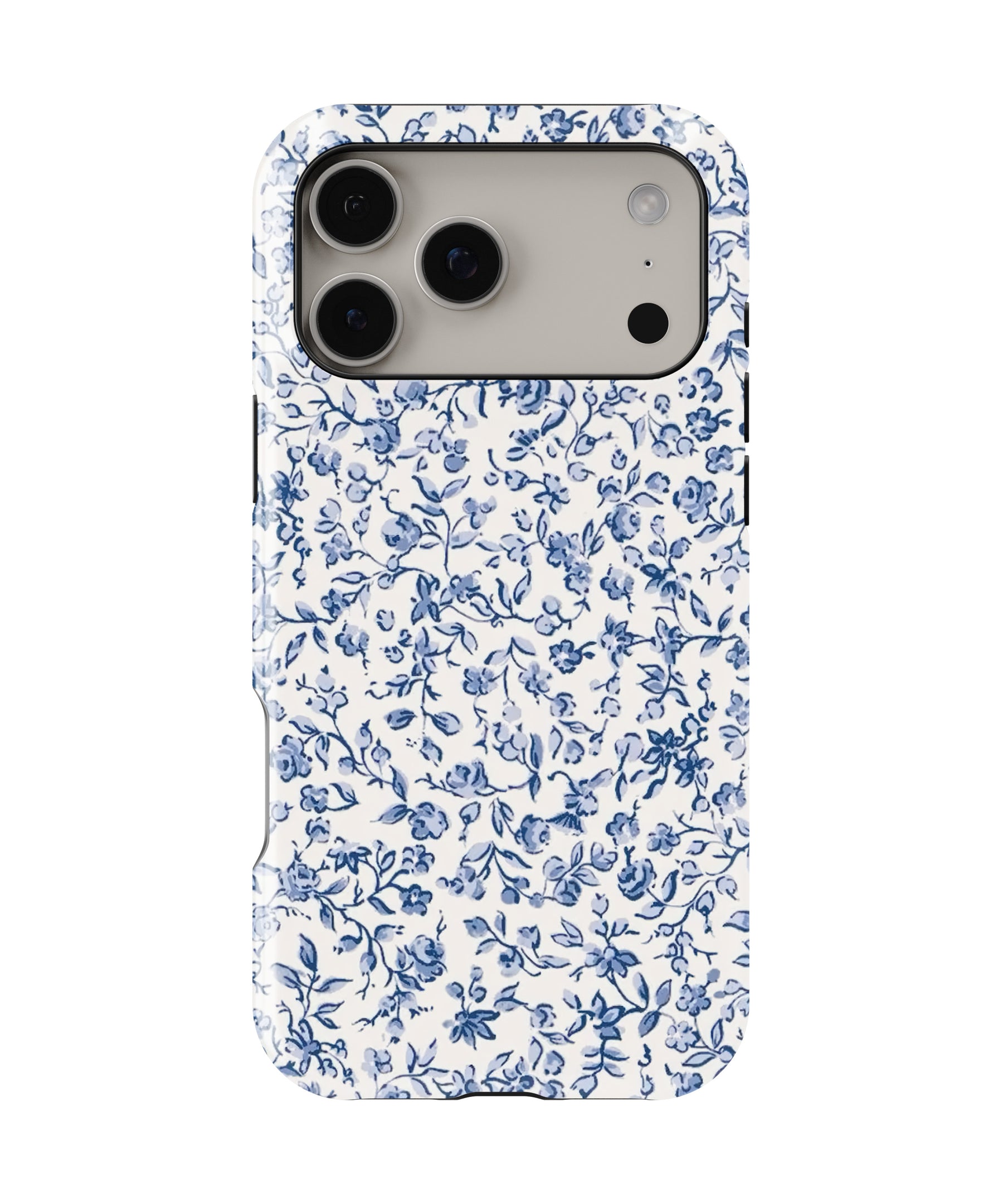 Personalized Blue Meadow Floral iPhone 17 Case | Custom Name MagSafe Shockproof Case for iPhone 17 Pro Max, 17 Pro & 17 Air