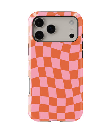 Personalized Checkerboard Twist iPhone 17 Case | Custom Name MagSafe Shockproof Case for iPhone 17 Pro Max, 17 Pro & 17 Air