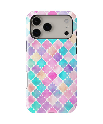 Personalized Rainbow Moroccan Pattern iPhone 17 Case | Custom Name MagSafe Shockproof Case for iPhone 17 Pro Max, 17 Pro & 17 Air