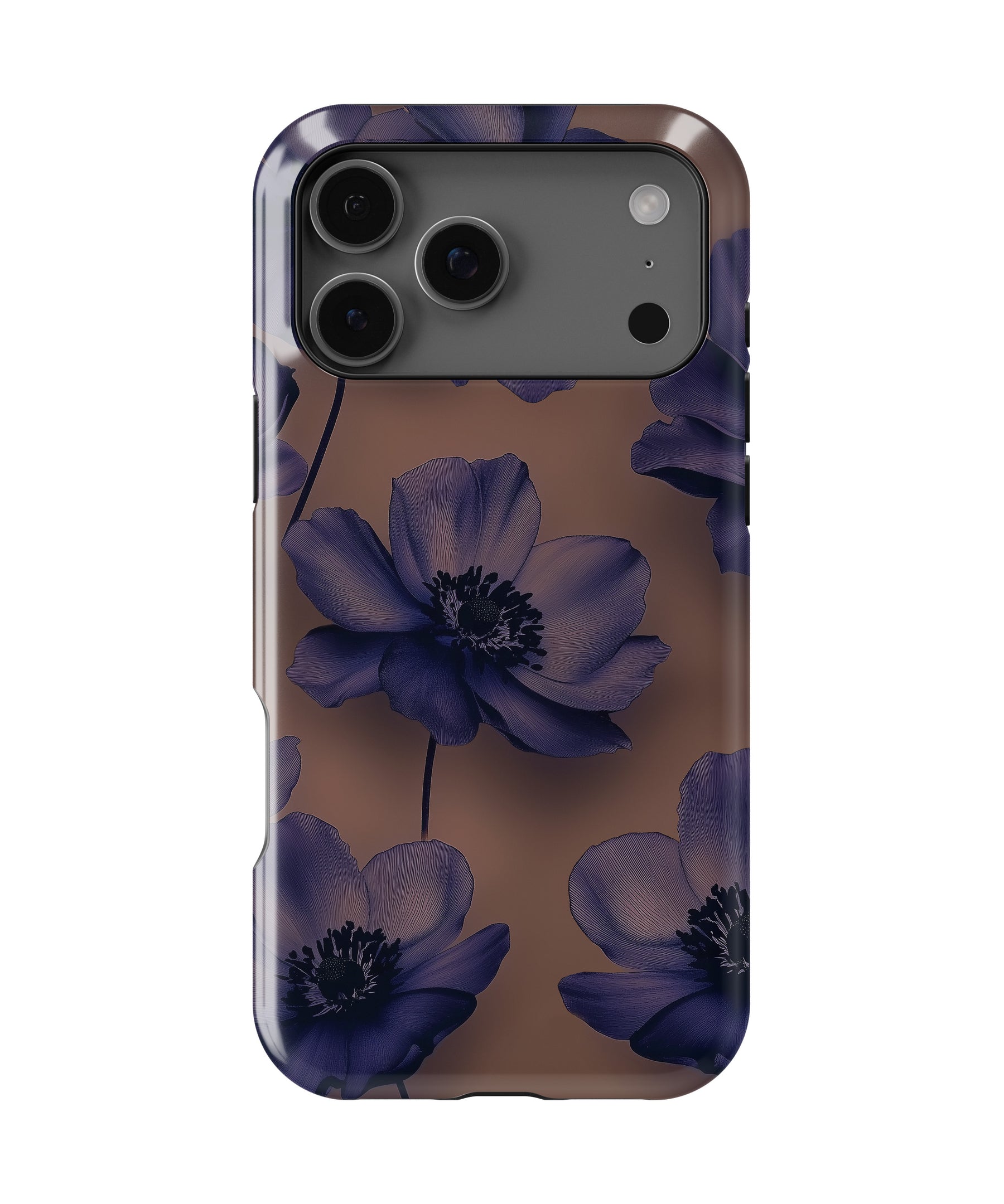 Personalized Midnight Violet Bloom iPhone 17 Case | Custom Name MagSafe Shockproof Case for iPhone 17 Pro Max, 17 Pro & 17 Air