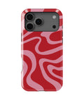 Red Pink Wavy Abstract Shockproof MagSafe Case for iPhone - iPhone 17 Pro Max (6.9