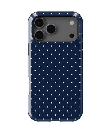 Navy Polka Dot Shockproof MagSafe Case for iPhone - iPhone 17 Pro Max (6.9")