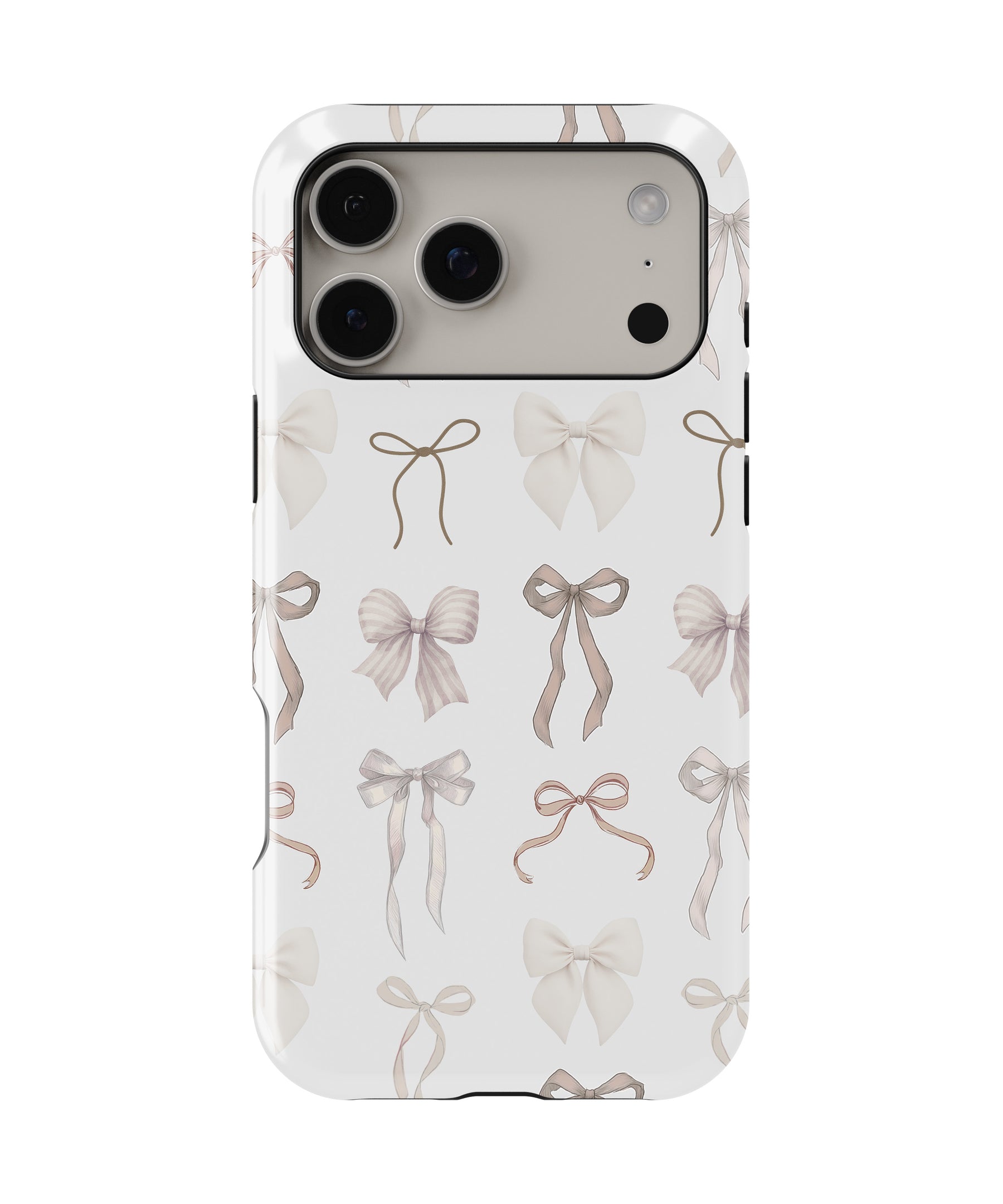 Personalized Ivory Coquette Bow iPhone 17 Case | Custom Name MagSafe Shockproof Case for iPhone 17 Pro Max, 17 Pro & 17 Air
