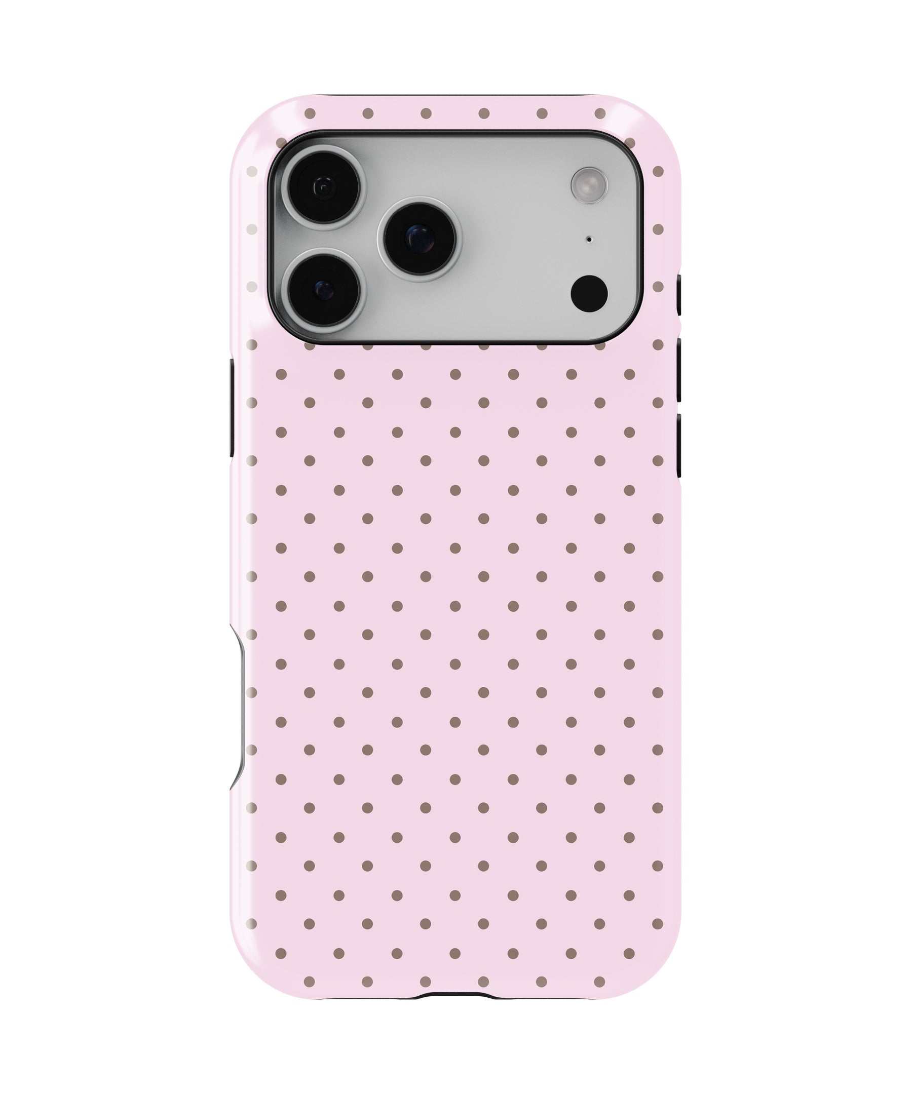Personalized Blush Taupe Polka Dot iPhone 17 Case | Custom Name MagSafe Shockproof Case for iPhone 17 Pro Max, 17 Pro & 17 Air