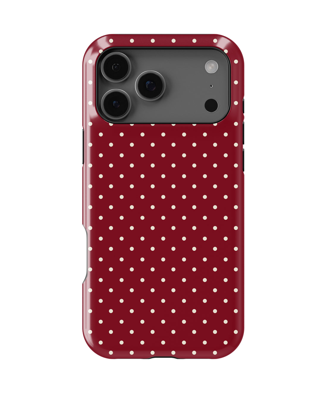 Burgundy Polka Dot Shockproof MagSafe Case for iPhone - iPhone 17 Pro Max (6.9")