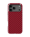 Burgundy Polka Dot Shockproof MagSafe Case for iPhone - iPhone 17 Pro Max (6.9