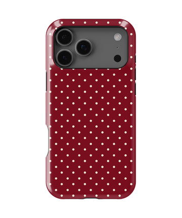 Burgundy Polka Dot Shockproof MagSafe Case for iPhone - iPhone 17 Pro Max (6.9")