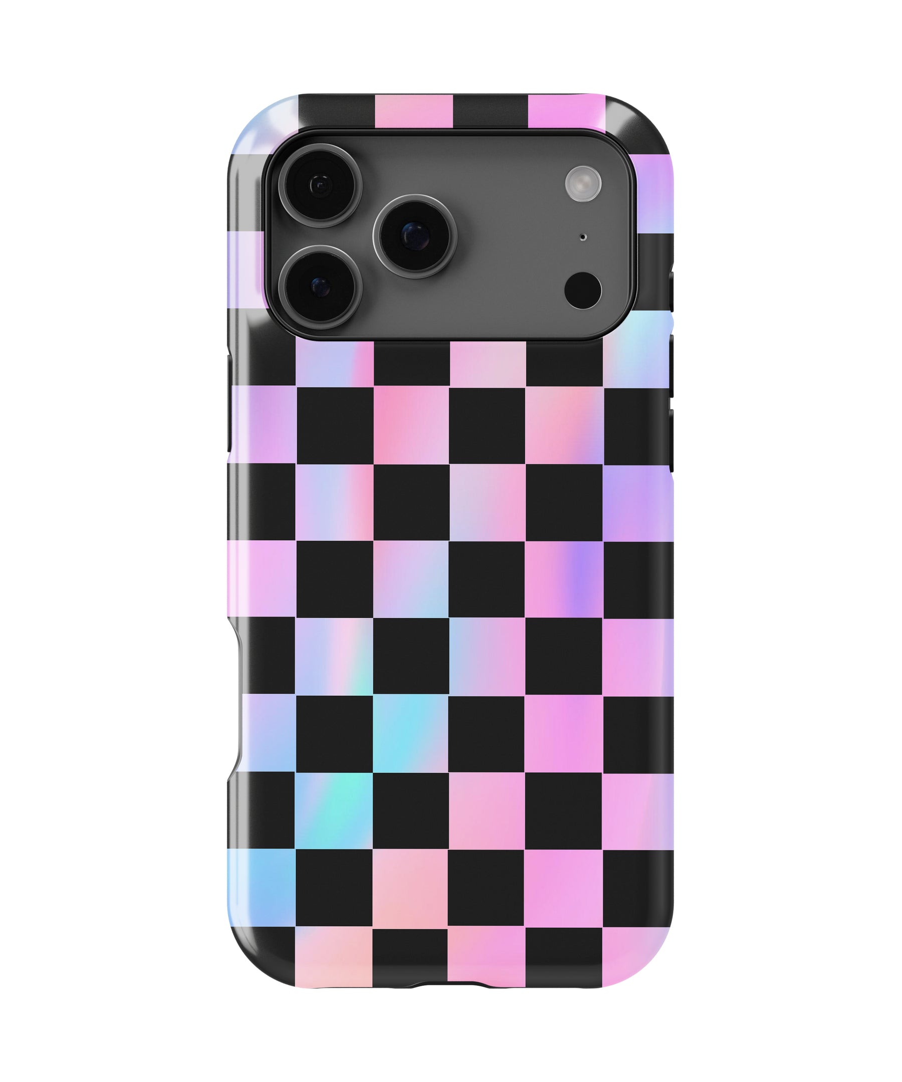 Personalized Neon Mirage Checkerboard iPhone 17 Case | Custom Name MagSafe Shockproof Case for iPhone 17 Pro Max, 17 Pro & 17 Air