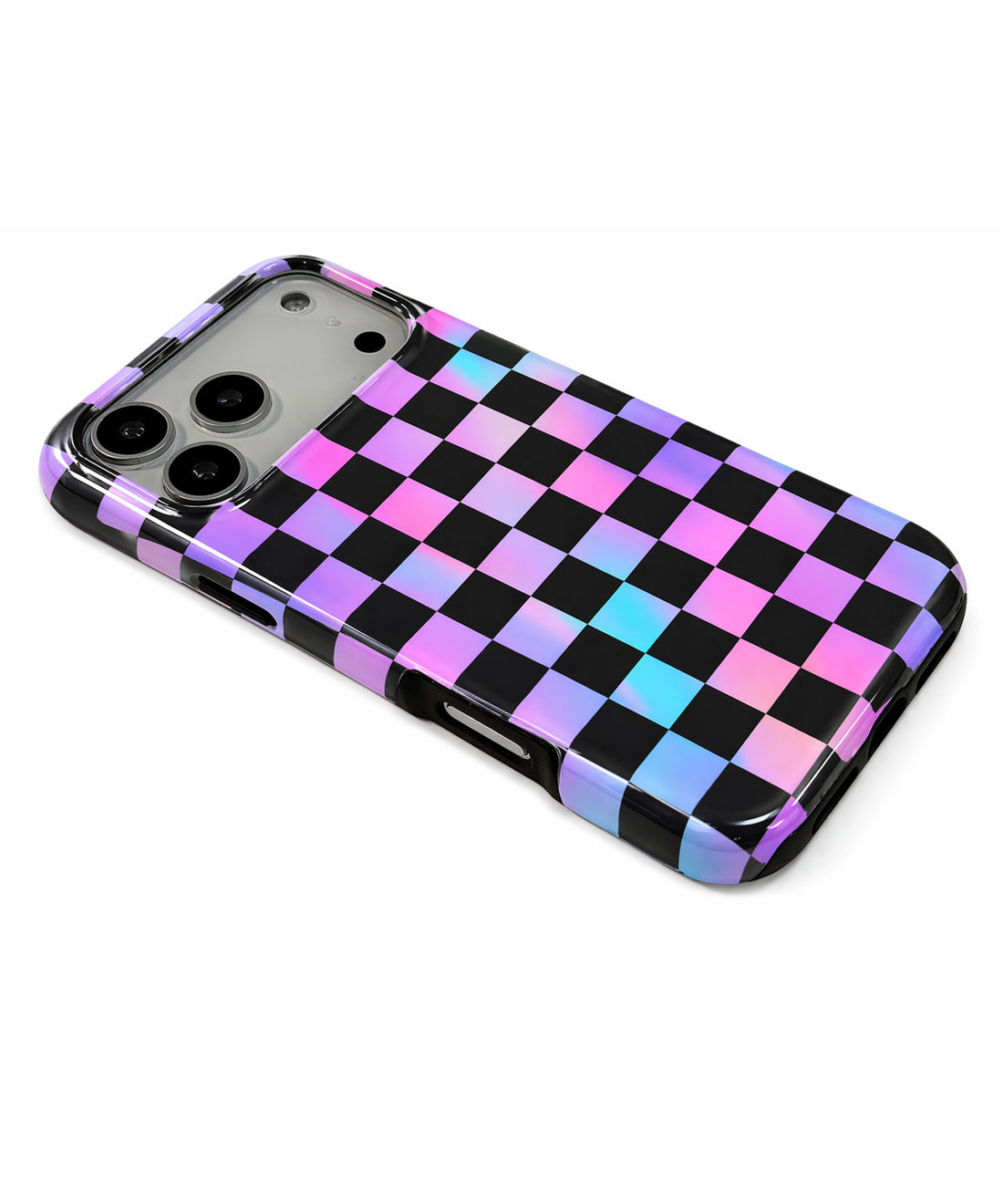 Personalized Neon Mirage Checkerboard iPhone 17 Case | Custom Name MagSafe Shockproof Case for iPhone 17 Pro Max, 17 Pro & 17 Air