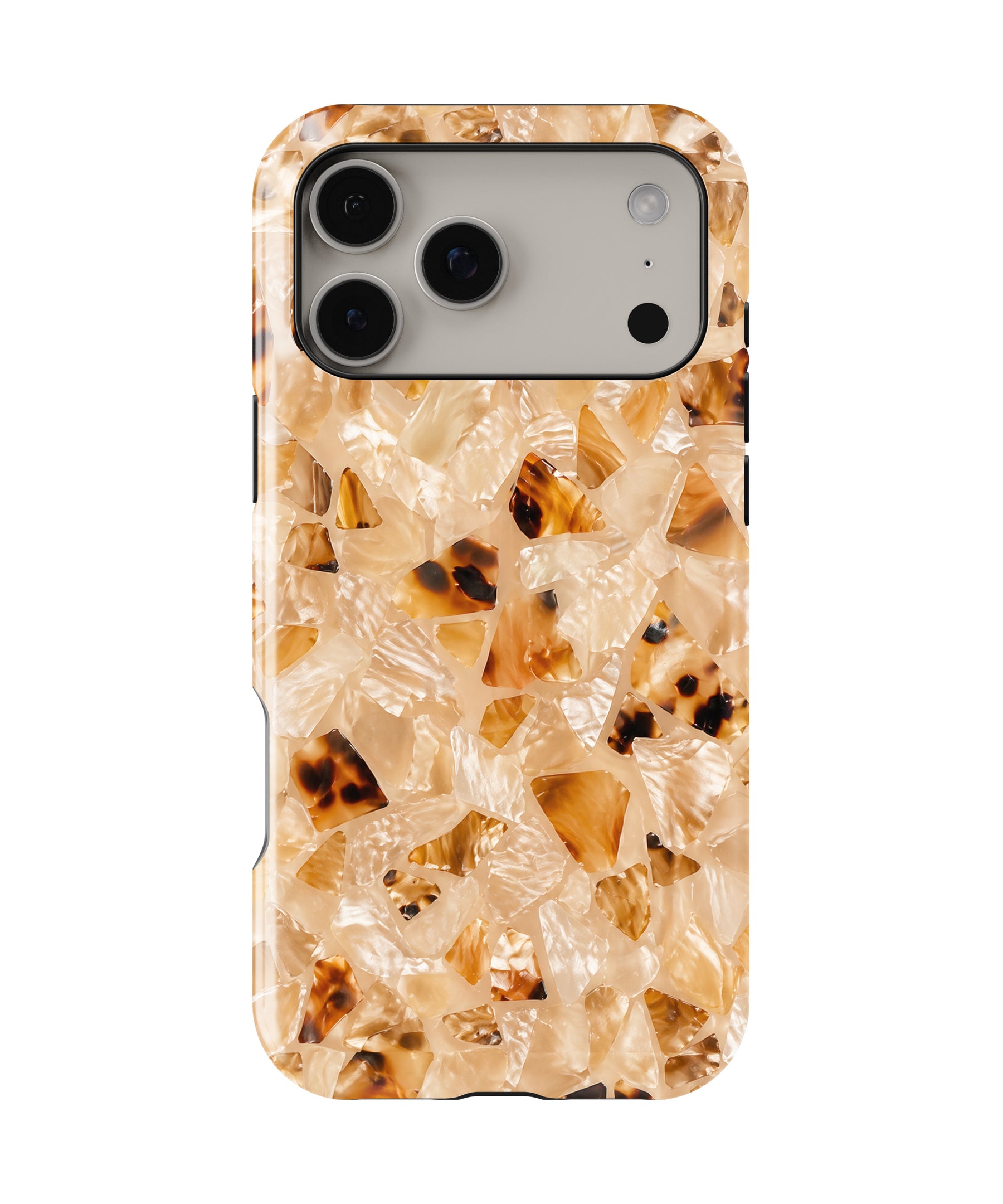 Personalized Champagne Pearl Tortoise Shell iPhone 17 Case | Custom Name MagSafe Shockproof Case for iPhone 17 Pro Max, 17 Pro & 17 Air