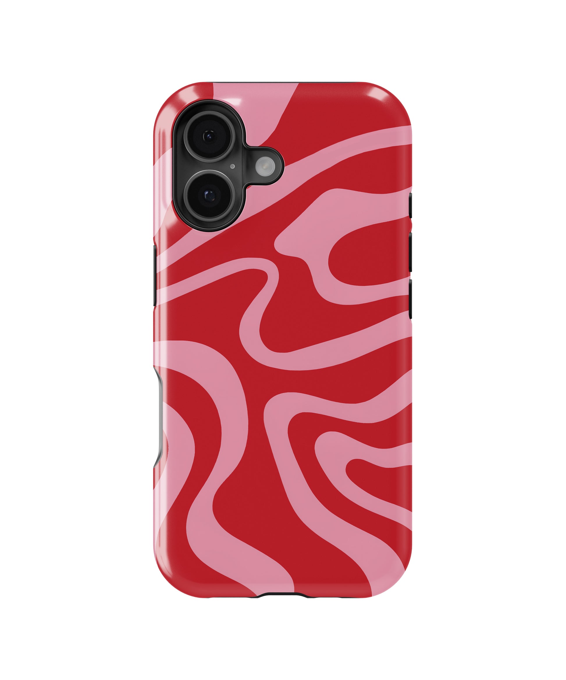 Red Pink Wavy Abstract Shockproof MagSafe Case for iPhone - iPhone 17 (6.3")