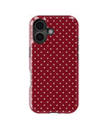Burgundy Polka Dot Shockproof MagSafe Case for iPhone - iPhone 17 (6.3