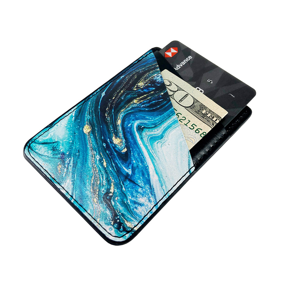 Turquoise Gold Marble Phone Card Holder