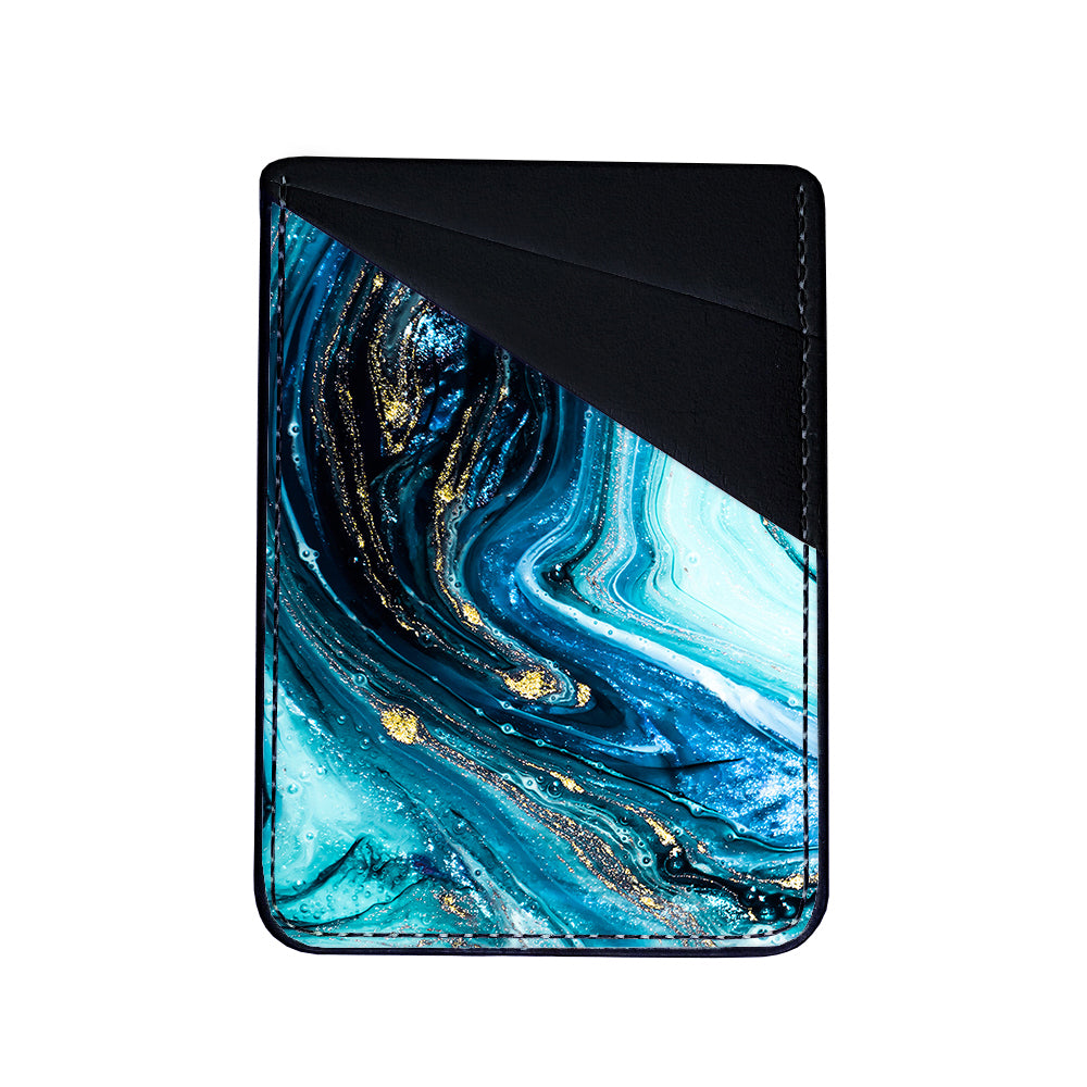 Turquoise Gold Marble Phone Card Holder