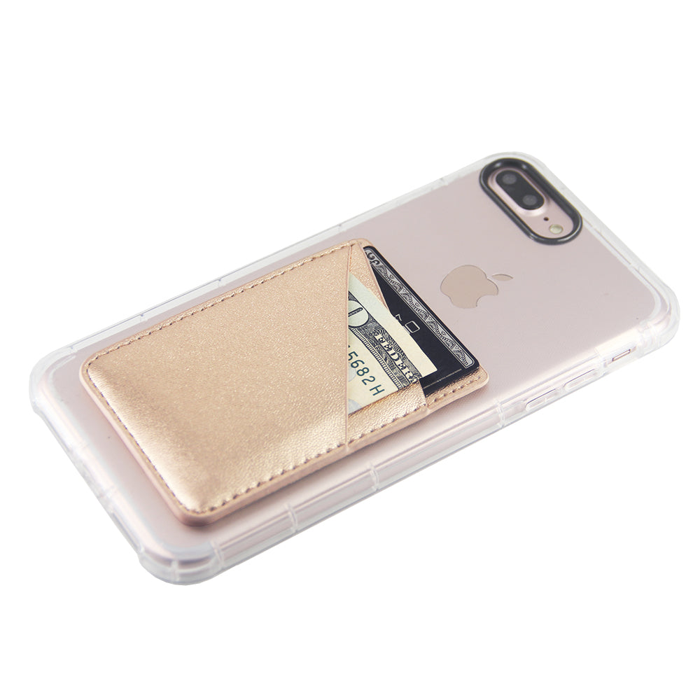 Metallic Gold PU Leather Phone Card Holder