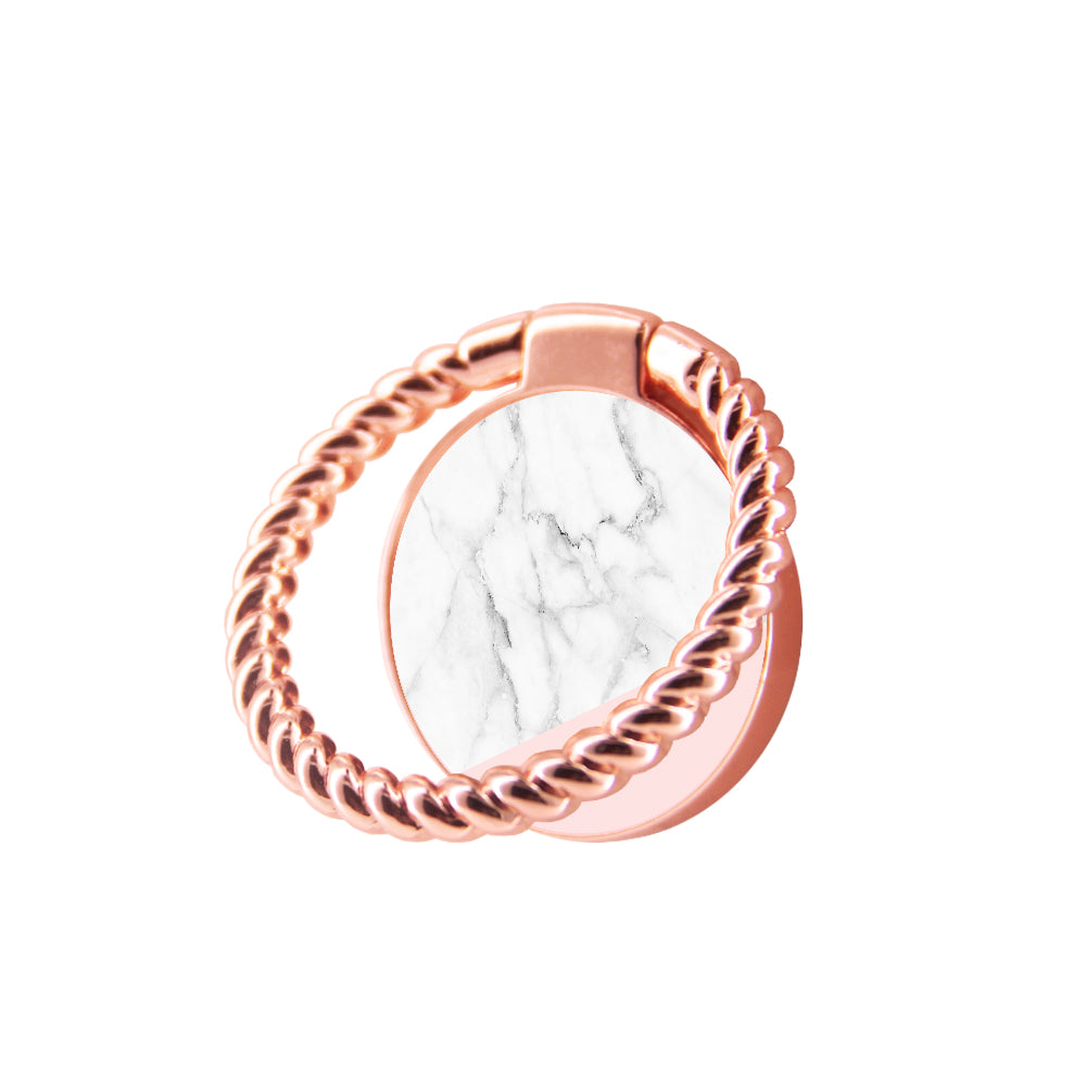 Finger Ring Stand Pink White Marble
