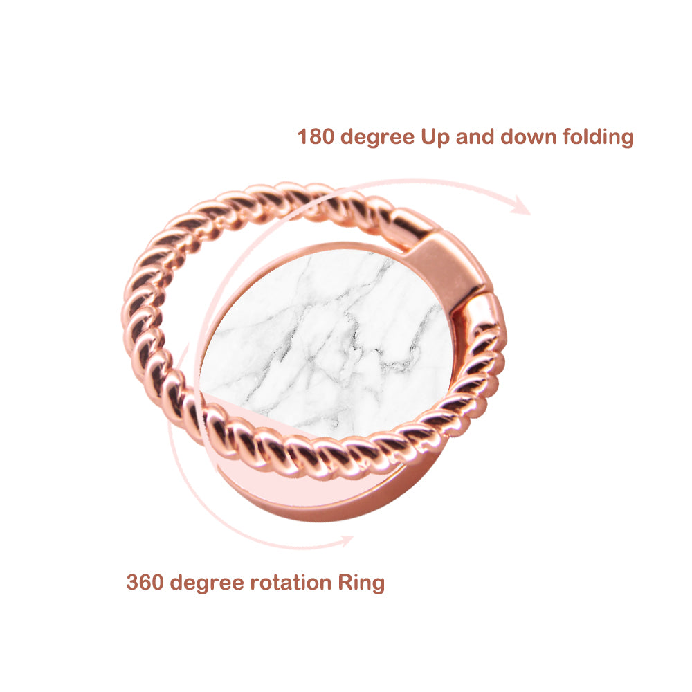 Finger Ring Stand Pink White Marble