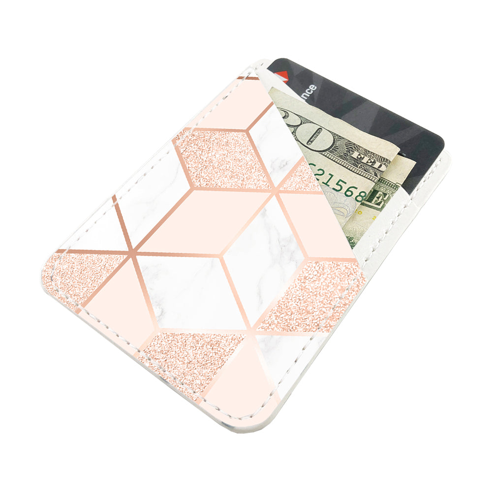Pink Geometry Marble Phone Card Holder