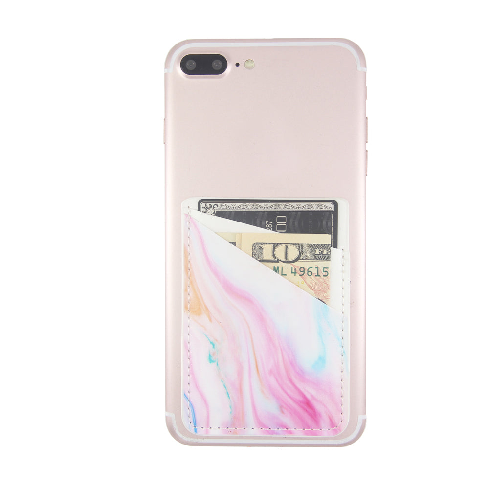 Pastel Marble PU Leather Phone Card Holder