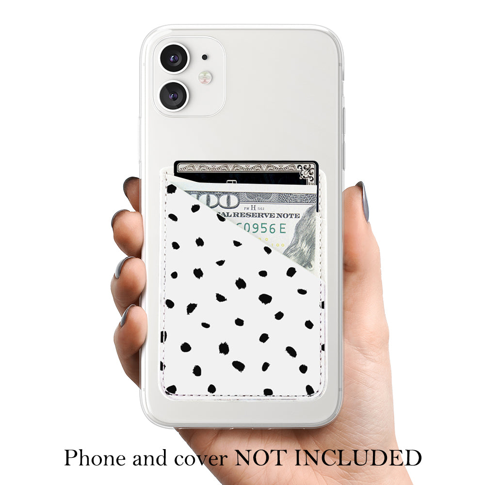Black White Polka Dots Phone Card Holder