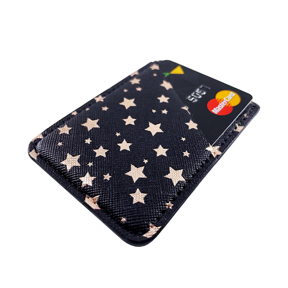 Black Gold Glitter Star Phone Card Holder