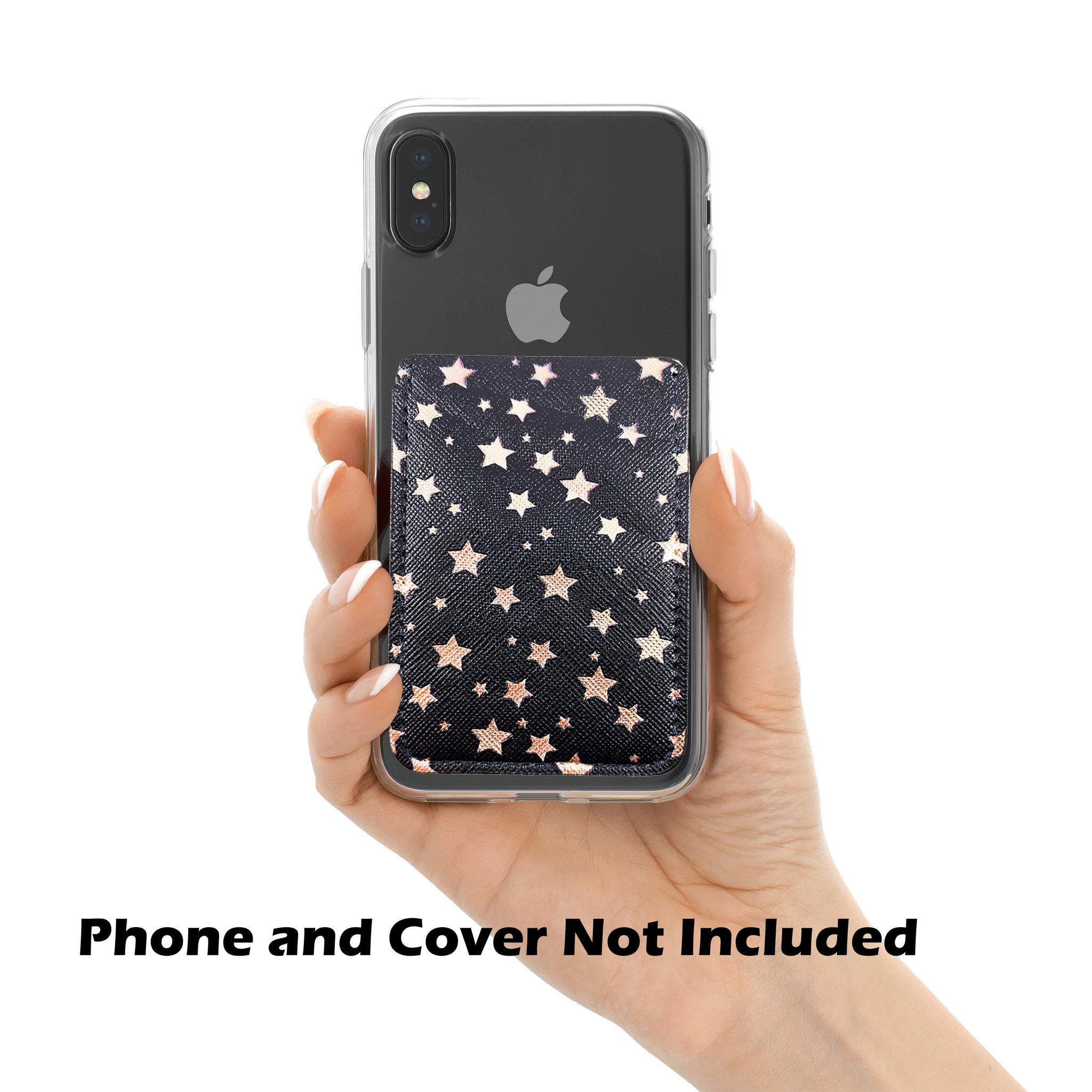 Black Gold Glitter Star Phone Card Holder